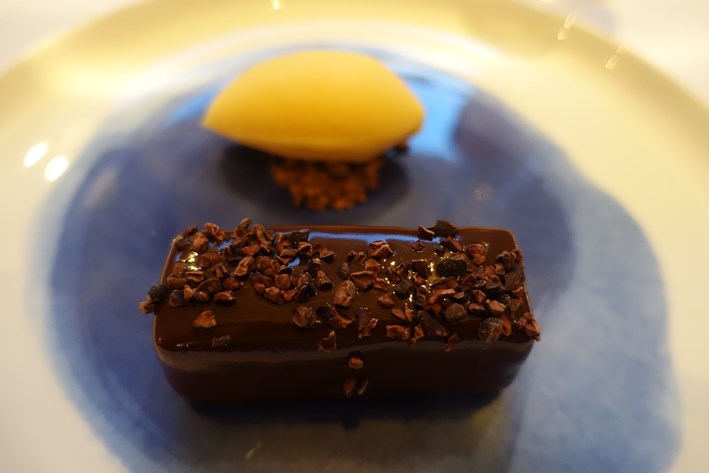 chocolate with passion fruit sorbet