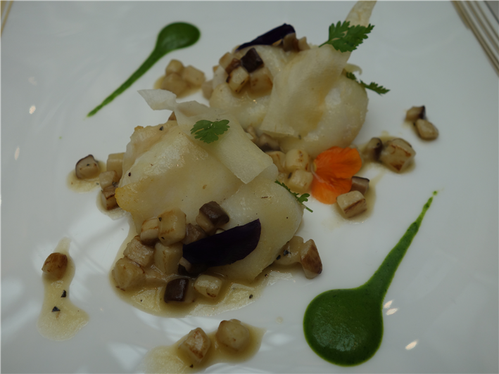 monkfish with potato puree