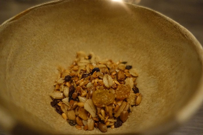 cereal with chicken liver parfait