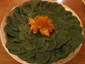 salad of prawns on spinach leaves