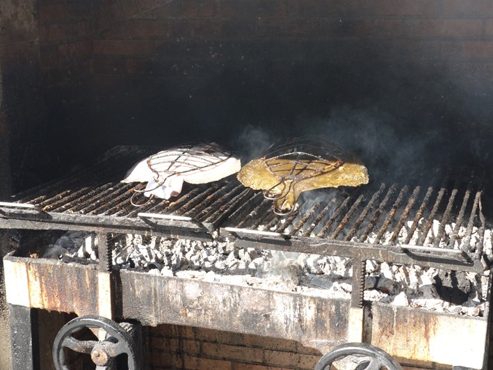 turbot being grilled