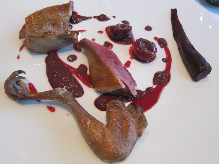 pigeon with beetroot and cherries