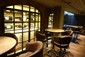 Below bar seating and wine display