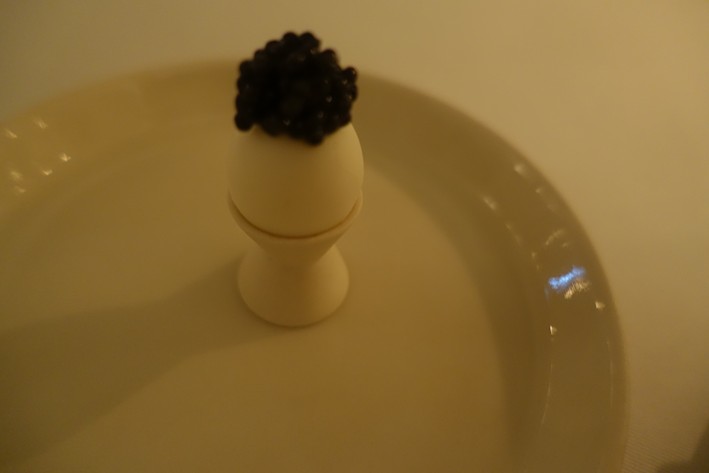 quail egg with caviar