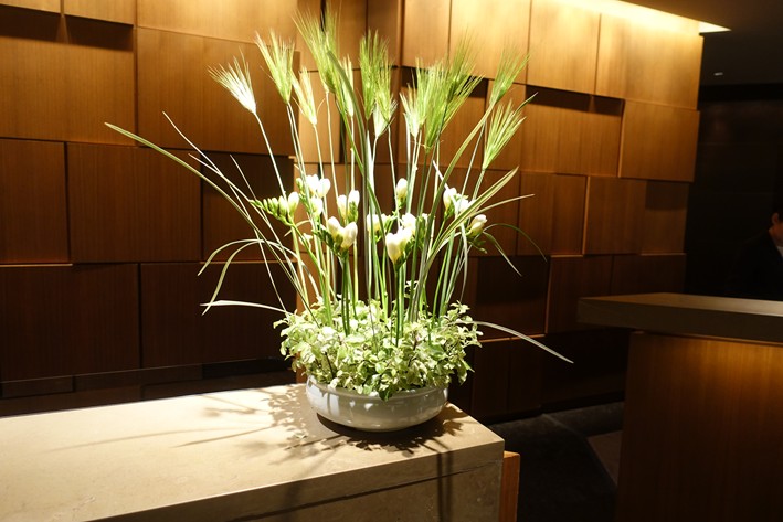 flower display in lobby