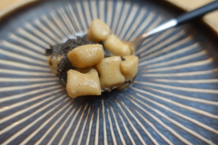 truffle gnocchi on spoon