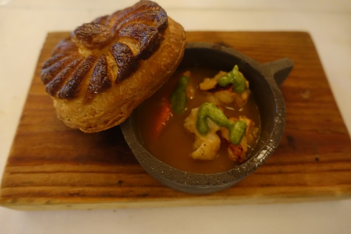lobster soup under pastry