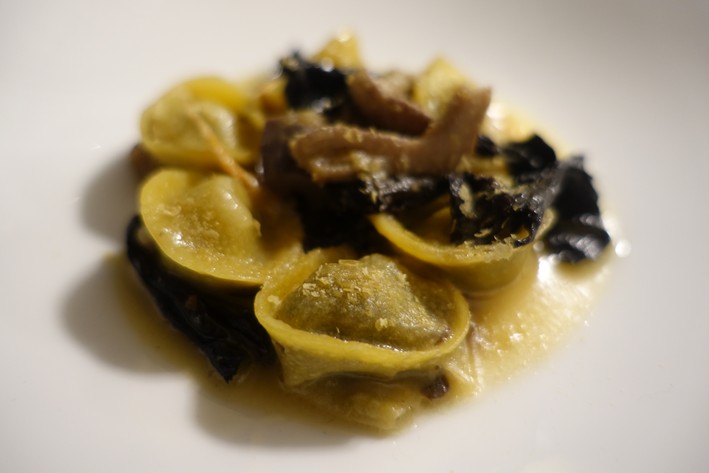 tortellini with Marmite and mushrooms