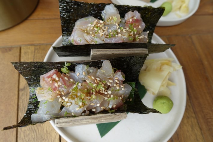 sea bass with wasabi roll