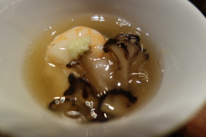 shrimp and maitake mushrooms