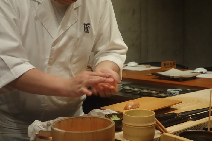 sushi being made