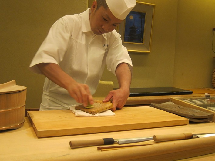 chef grating wasabi