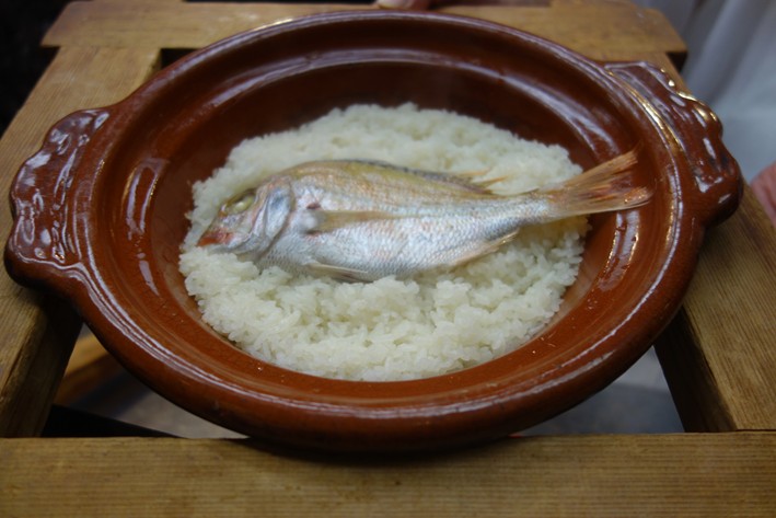 fish displayed on rice